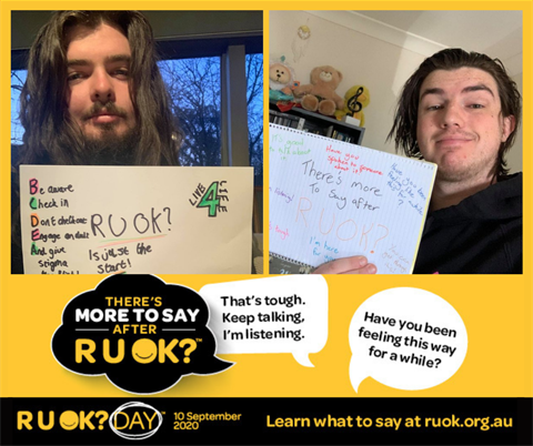 R U OK messages from Matty and Kyle