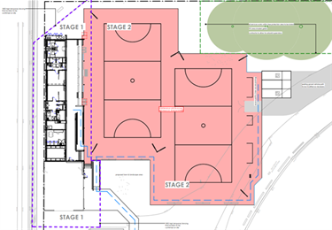 Kyneton Showgrounds - netball upgrades - Stages 1 and 2 layout