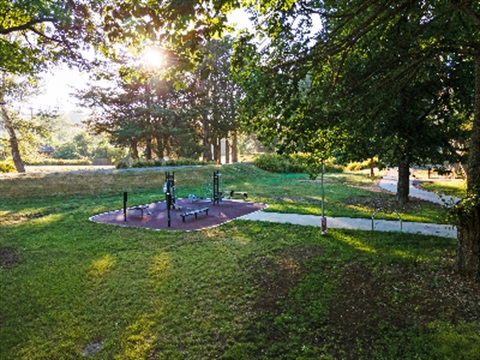 Outdoor fitness station at Campaspe Park, Woodend