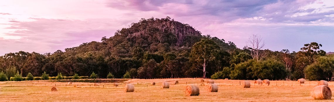 hanging rock round bales